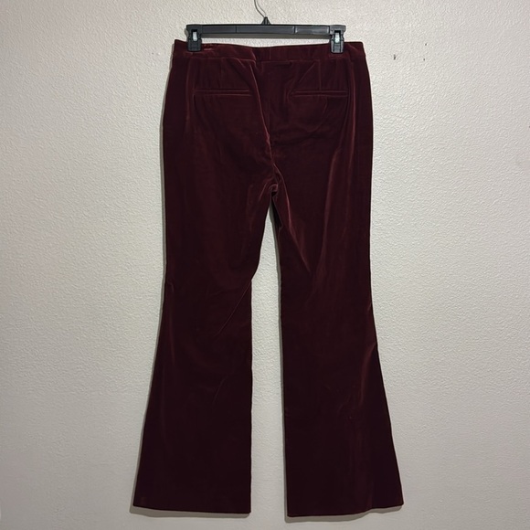 Theory Caroleena Velvet Pants Burgundy Velvet Wide Leg Pants - Picture 7 of 9